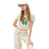 Koton 3SAL10292IK051 Bej Kadın Crop T-Shirt