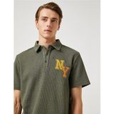 Koton 3SAM10011MK 801 Haki Erkek Polyester Jersey Polo Yaka T-Shirt