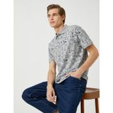 Koton 3SAM10064MK 0D3 Gri Desenli Polo Yaka Erkek T-shirt