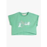 Koton 3SKG10037AK Yeşil Baskılı Kız Çocuk T-Shirt