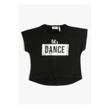 Koton 3SKG10043AK Siyah Baskılı Kız Çocuk T-Shirt
