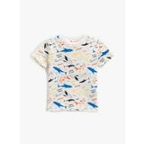 Koton 3SMB10052TK Baskılı Ekru Bebek T-Shirt