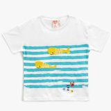 Koton 3SMB10137TK Ekru Baskılı Nakışlı Erkek Bebek T-shirt