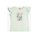 Koton 3SMG30019AK Yeşil Çiçek Baskılı Kız Bebek T-shirt