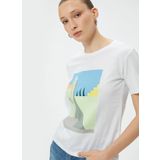 Koton 4SAK50068EK Bisiklet Yaka Beyaz Kadın T-shirt