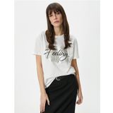 Koton 4SAK50074EK Beyaz Baskılı Kadın T-shirt