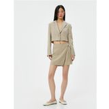 Koton 4SAK50089PW 565 Vizon Crop Kadın Blazer Ceket