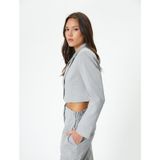 Koton 4SAK50090UW Gri Melanj Blazer Kadın Crop Ceket