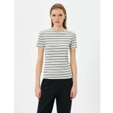 Koton 4SAK50133EK Siyah Çizgili Kadın T-shirt