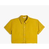 Koton 4SAK60167UW 834 Zeytın Yesılı Kadın Dokuma Crop Gomlek - Yeşil
