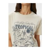 Koton 4SAL10052IK 050 Bej Pamuk Jersey Kısa Kollu Genç Kız T-Shirt