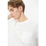 Koton 4SAM10075HK 057 Bej Basic Cep Detaylı Erkek T-shirt