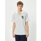 Koton 4SAM10100MK Beyaz Çizgili Erkek T-shirt
