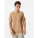 Koton 4SAM10228HK Deve Tüyü Erkek T-shirt