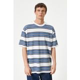 Koton 4SAM10242HK Mavi Çizgili Erkek T-shirt