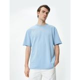 Koton 4SAM10270HK 652 Mavi Erkek Pamuk Jersey Kısa Kollu Basic T-Shirt