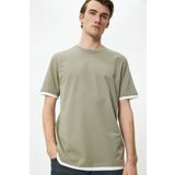Koton 4SAM10271HK 876 Haki Jersey Kısa Kollu Basic Erkek T-shirt