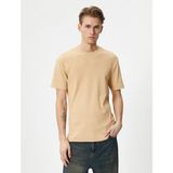 Koton 4SAM10272HK 057 Bej Erkek Pamuk Jersey Kısa Kollu Basic T-Shirt - XL