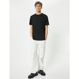 Koton 4SAM10274HK 999 Sıyah Erkek Jersey Kısa Kollu Basıc T-Shirt - Siyah