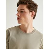 Koton 4SAM10842HK 056 Bej Jersey Kısa Kollu Basic Erkek T-shirt