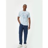 Koton 4SAM10910HK 624 Mavi Jersey Kısa Kollu Erkek T-shirt