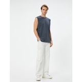 Koton 4SAM30006MK 931 Antrasit Pamuk Jersey Kolsuz Erkek T-shirt