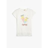 Koton 4SKG10222AK Ekru Kız Çocuk T-Shirt