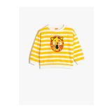 Koton 4SMB10047TK Sarı Çizgili Hayvan Baskılı Erkek Bebek Sweatshirt