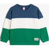 Koton 4SMB10048TK Yeşil Renk Bloklu Erkek Bebek Sweatshirt