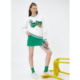 Koton 4WAL10018IK Bisiklet Yaka Baskılı Ekru Kadın Sweatshirt