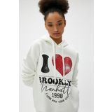 Koton 4WAL10042IK Beyaz Kapüşonlu Kadın Sweatshirt