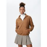 Koton 4WAL10180IK Dik Yaka Düz Bej Kadın Sweatshirt