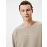 Koton 4WAM70247MK 059 Bej Baskılı Erkek Sweatshirt
