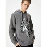 Koton 4WAM70252MK Gri Arkası Baskılı Erkek Sweatshirt