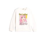 Koton 4WKG10063AK Ekru Baskılı Kız Çocuk Sweatshirt