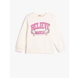 Koton 4WKG10117AK 010 Ekru Kız Çocuk Pamuk Jersey Sweatshirt