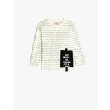 Koton 4WMB10160TK Ekru Slogan Baskılı Erkek Bebek T-shirt