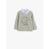 Koton 5Wmb10035Tk 031 Grı Erkek Bebek Pamuk Jersey Sweatshırt