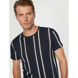 Koton 5YAM19709OK Lacivert Çizgili Erkek T-Shirt