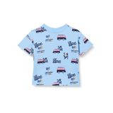 Koton 640 Erkek Bebek Mavi Yuvarlak Yaka Kısa Kollu Araba Baskılı T-shirt