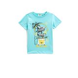 Koton 642 Erkek Çocuk Mavi Baskılı Kısa Kollu Bisiklet Yaka T-shirt
