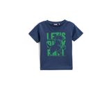 Koton 720 Erkek Bebek Lacivert Dinozor Baskılı Kısa Kollu Bisiklet Yaka T-shirt