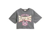 Koton 926 Kız Çocuk Antrasit Oversize Baskılı Kısa Kollu T-shirt