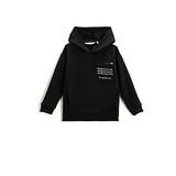 Koton 999 Erkek Çocuk Cep Detaylı Baskılı Kapüşonlu Siyah Sweatshirt