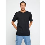 Koton 999 Erkek Siyah Basic Bisiklet Yaka Kol Detaylı T-shirt