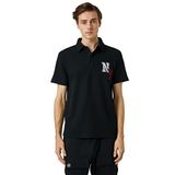 Koton 999 Erkek Siyah Kolej Polo Yaka Düğme Detaylı İşlemeli T-shirt