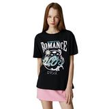 Koton 999 Kadın Siyah Kısa Kollu Bisiklet Yaka Uzak Doğu Baskılı T-shirt