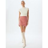 Koton A Kesim Mini Etek Yumuşak Dokulu Flanel Kumaş - Pembe - 42