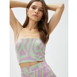 KOTON Abiye Bluz Crop Askılı Kare Yaka Simli