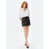 Koton Abiye Etek Mini Armürlü Slim Fit - Siyah - 34